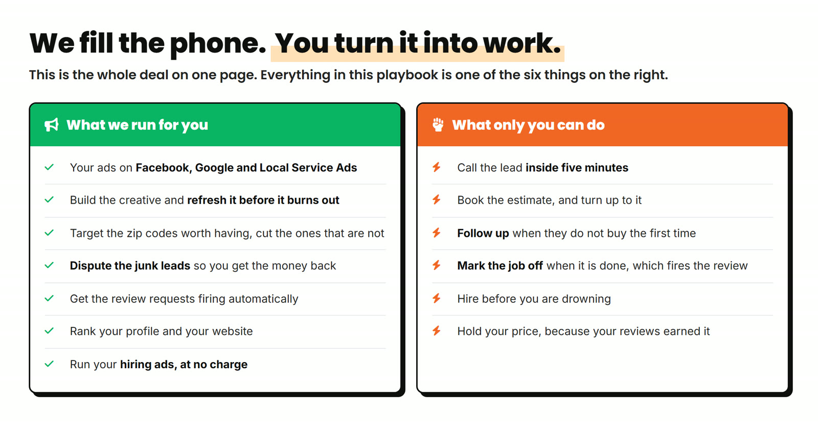 We fill the phone, you turn it into work